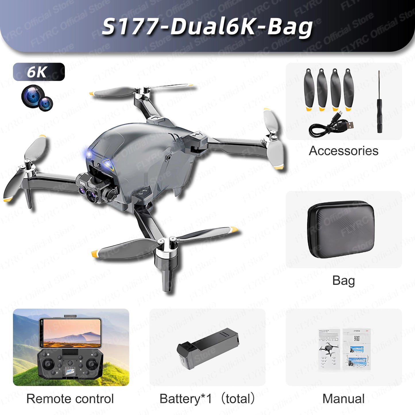 DRONE S177 PRO MOTOR BRUSHLESS + BAG DE COURO DELUXE