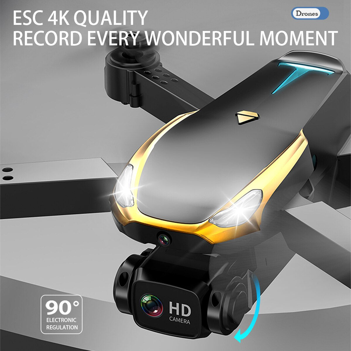 DRONE TESLA M8 C/ CAMERA + BAG PRETA + 4 HELICES RESERVAS